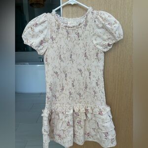 LoveShackFancy Cream and Pink Floral Kids Dress